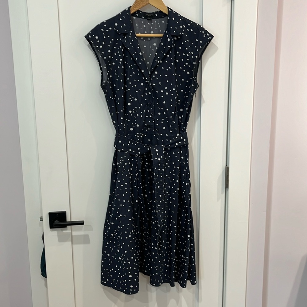Navy and white dress with pockets